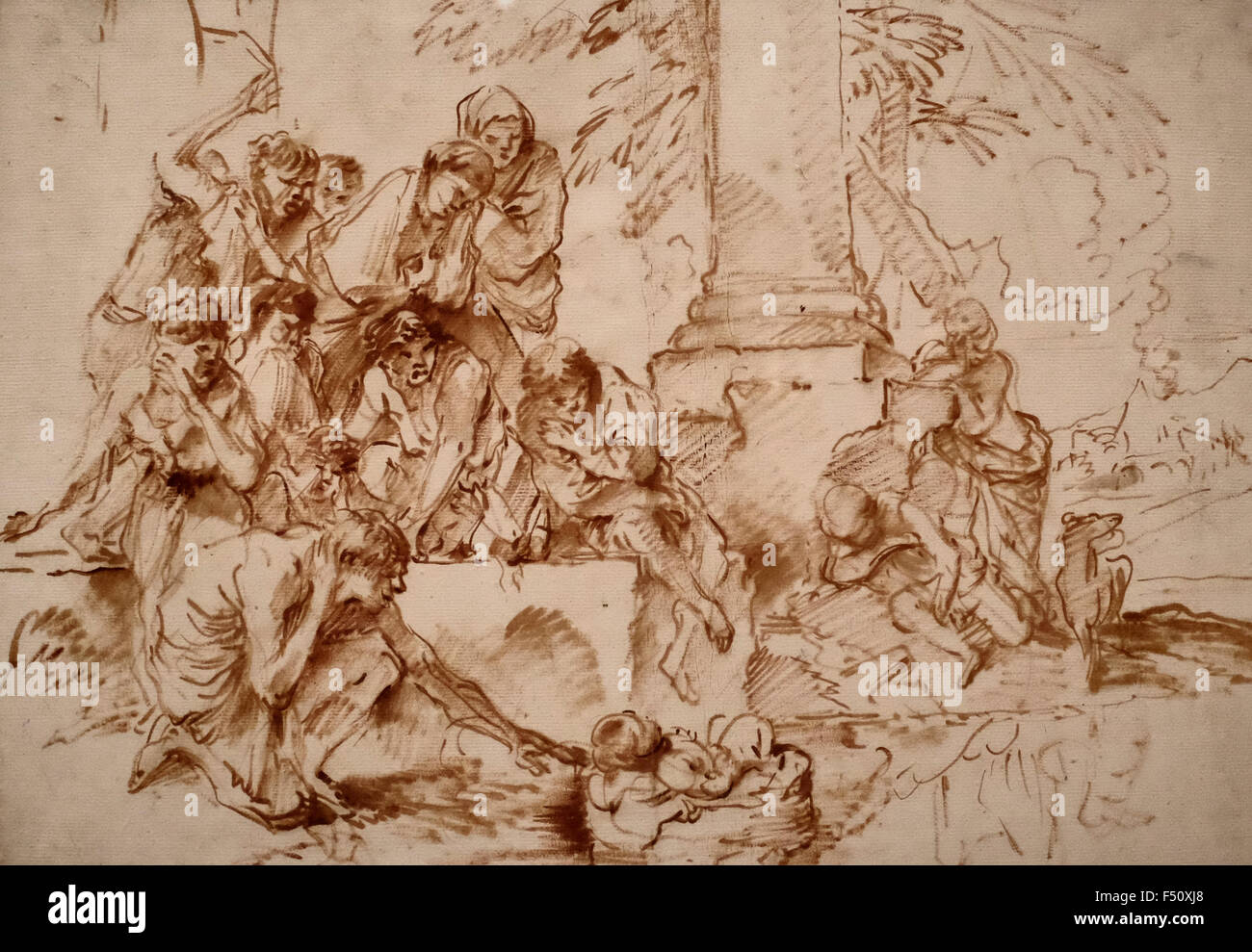 Die Feststellung der Moses - Giovanni Benedetto Castiglione - 1640 s Stockfoto