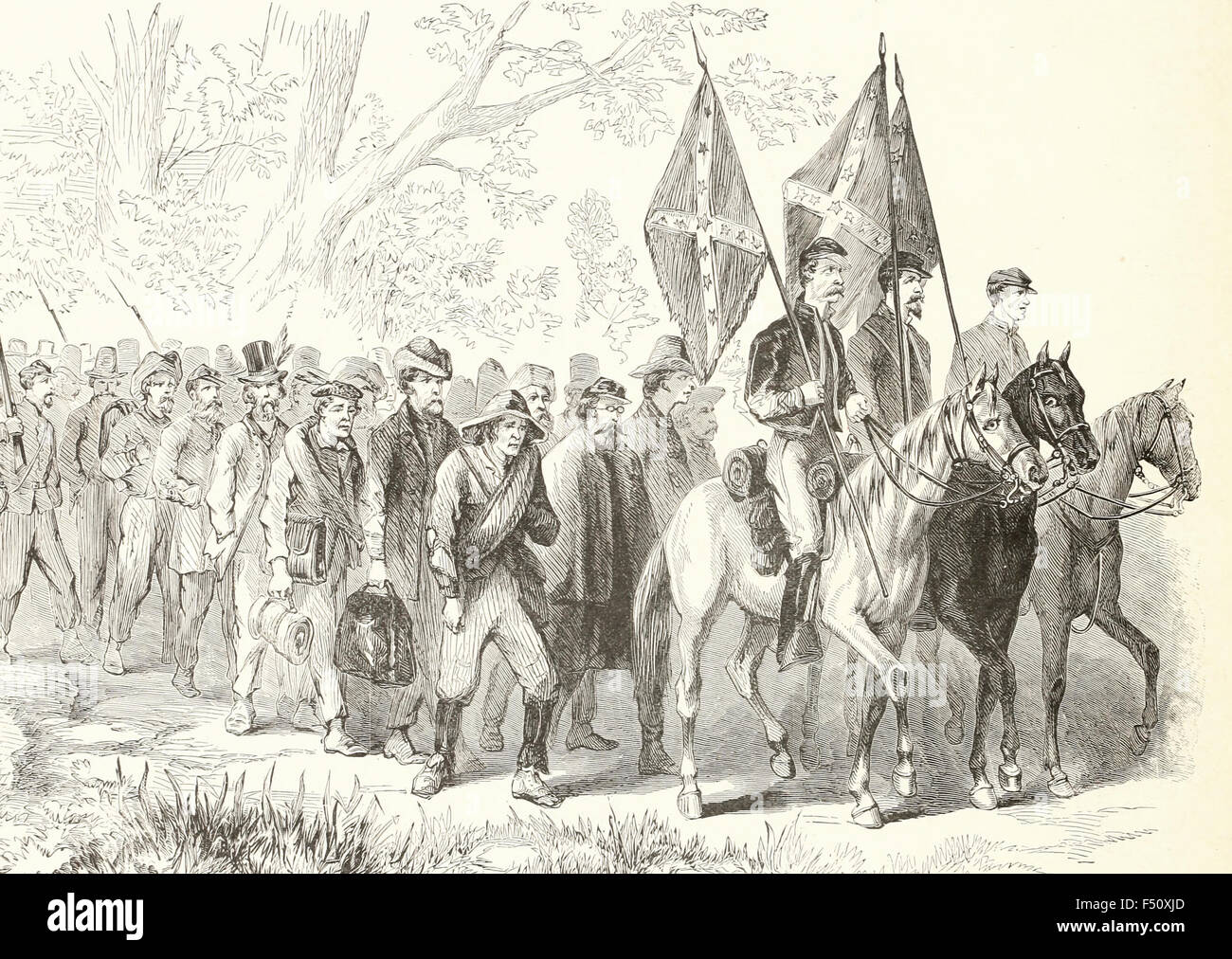 Konföderierten Gefangenen brachte nach der Schlacht von Chancellorsville, 1863, USA Bürgerkrieg Stockfoto