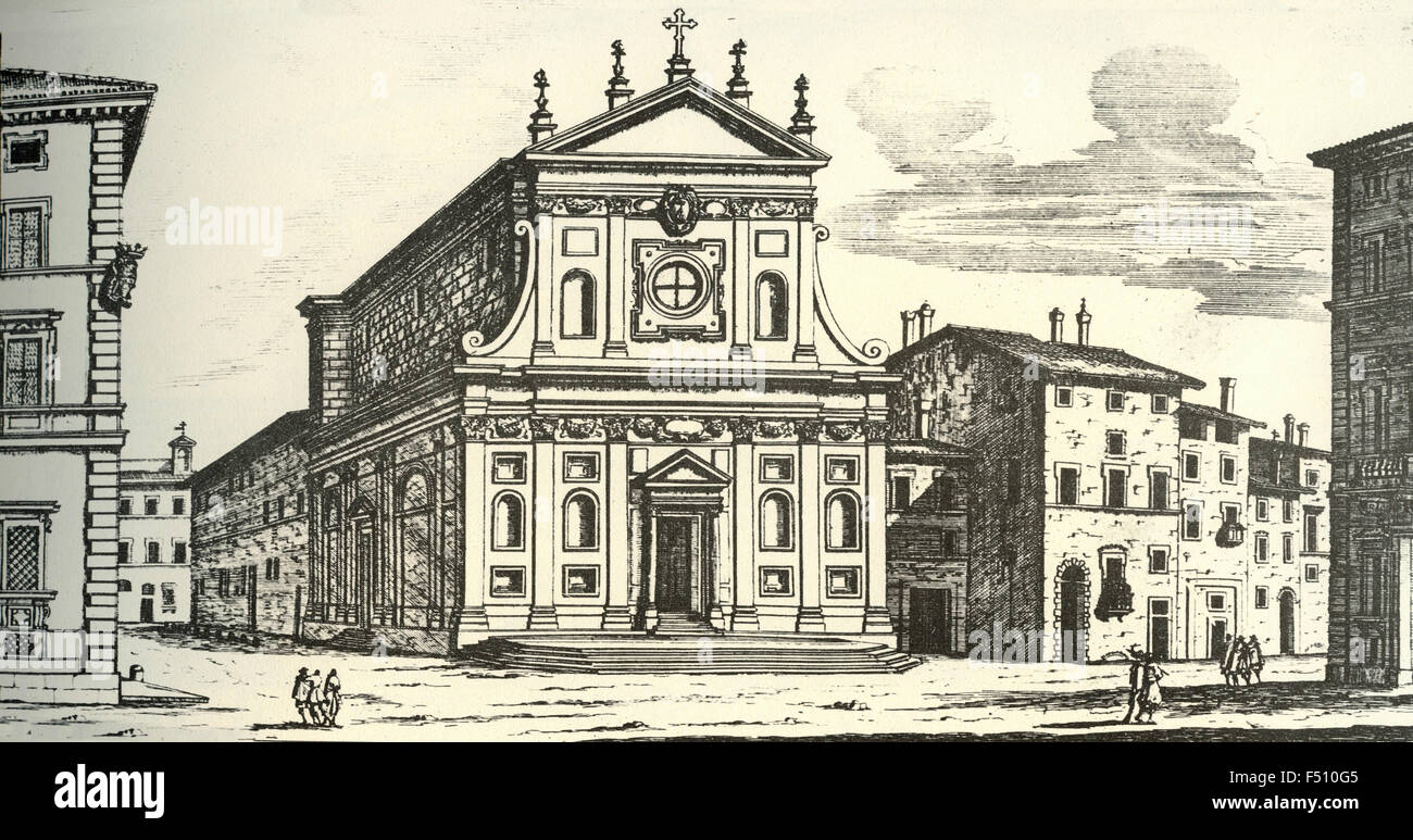 Abbildung des St. Katharinen-Kirche in der Strada de Funari mit dem Kloster der armen alten Maids, Rom, Italien Stockfoto