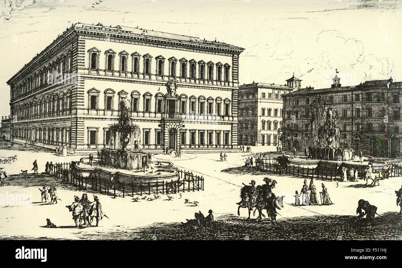 Illustration des Palazzo Farnese von heiteren Herzog von Parma, Rom, Italien Stockfoto