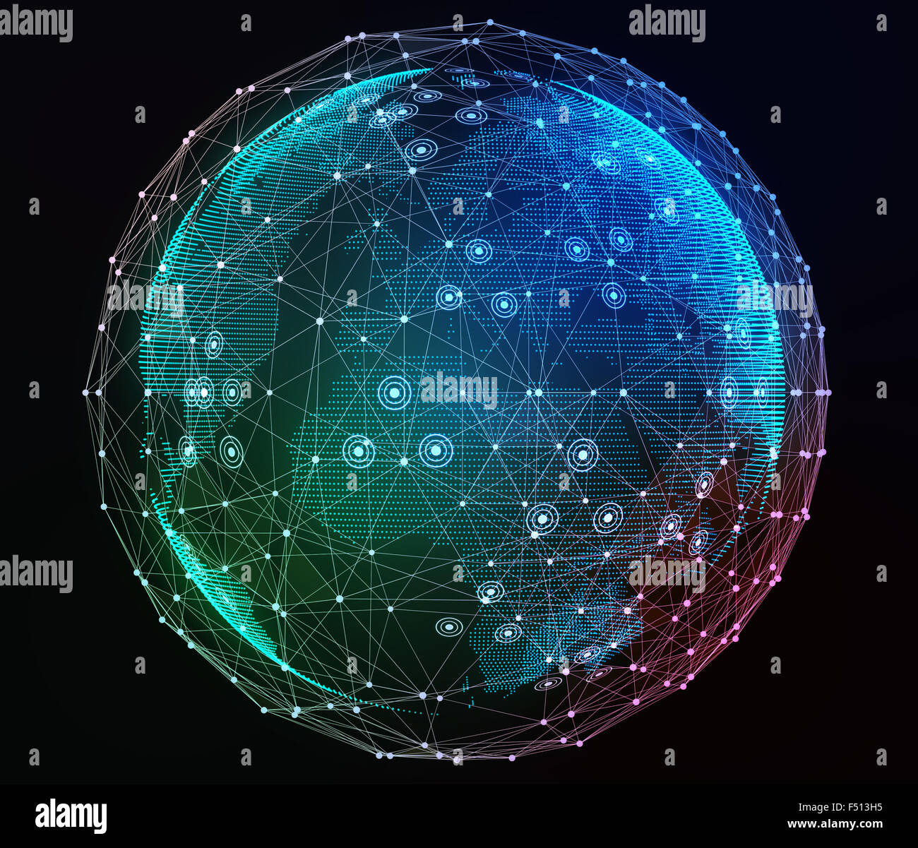 Internet-Netzwerk rund um den Planeten. Digitale illustration Stockfoto