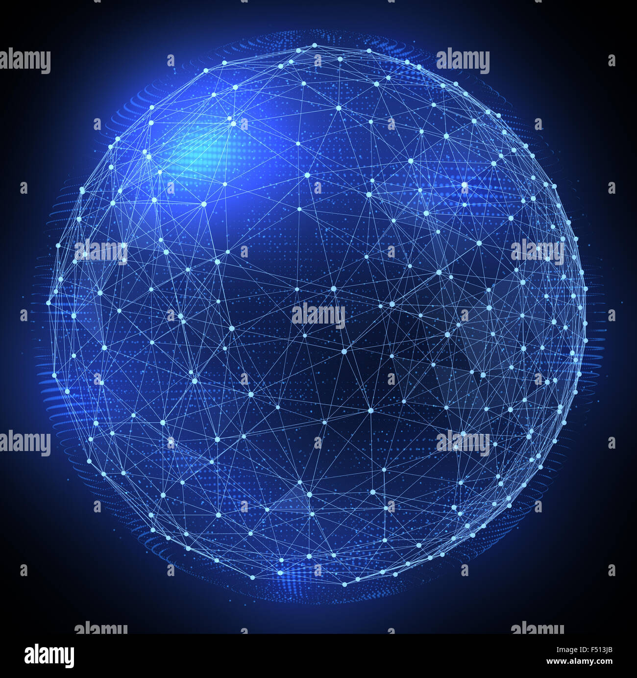 Abstrakte digitale globales Netzwerk. Drahtgitter Darstellung Stockfoto