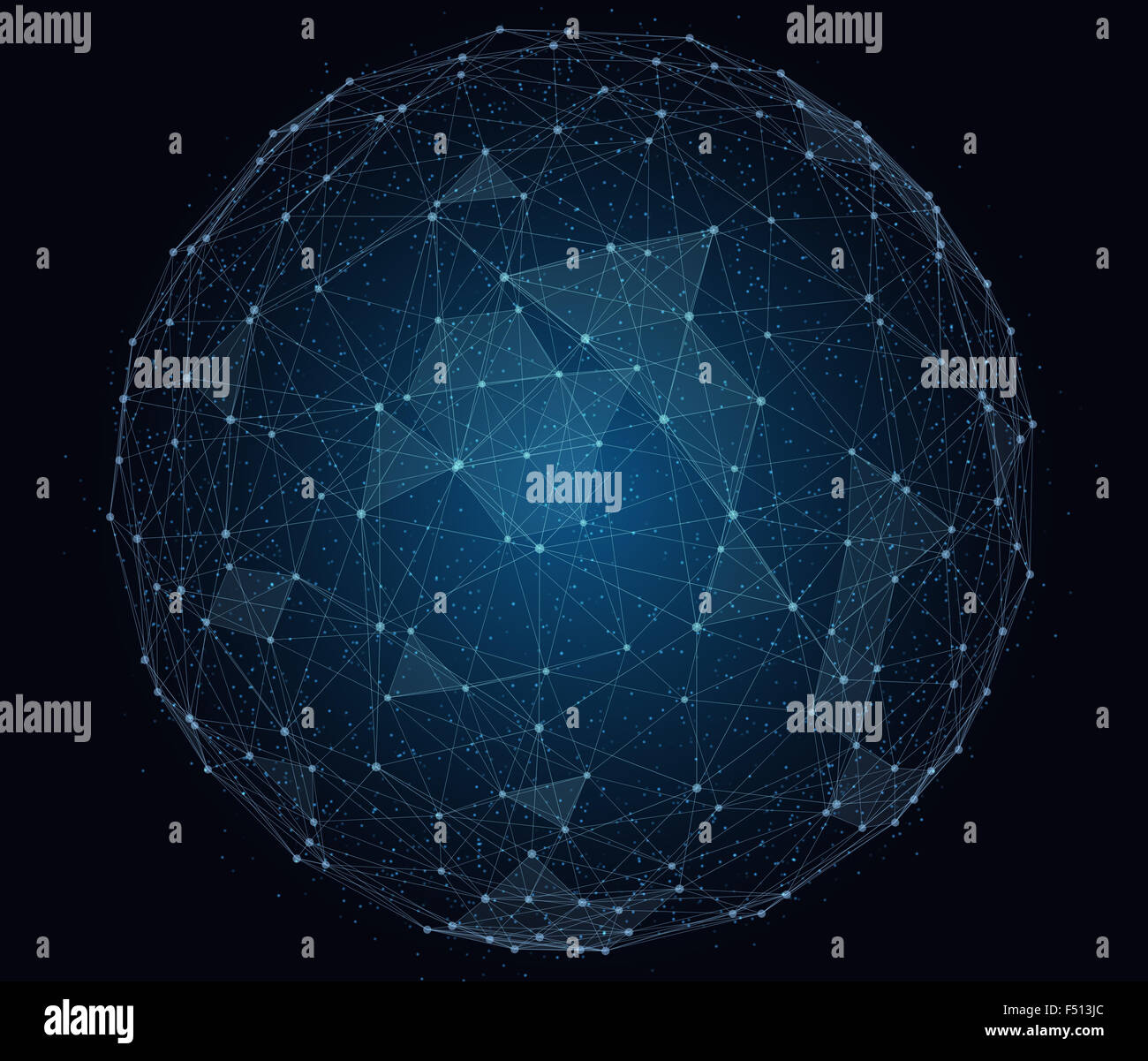 Abstrakte Darstellung Internetnetzwerk in Form von Kugel Stockfoto