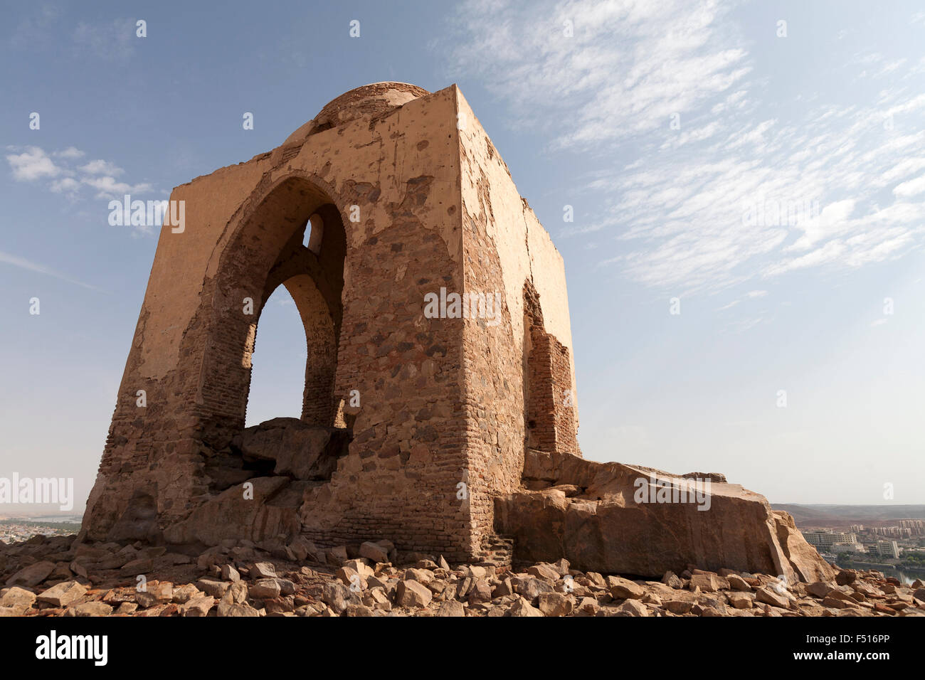 Qubbet el-Hawa-Grab des Windes, der gewölbte muslimischen Schrein in der Adligen Gräber, Aswan, Oberägypten Stockfoto