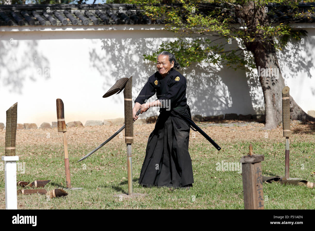 Japanische Kampfkunst mit Katana Schwert Stockfoto