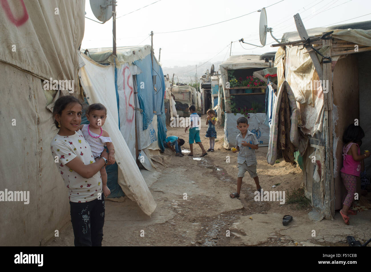 UN syrische Flüchtlinge in der Bekaa-Camp in der Nähe der Stadt Zahlé Stockfoto