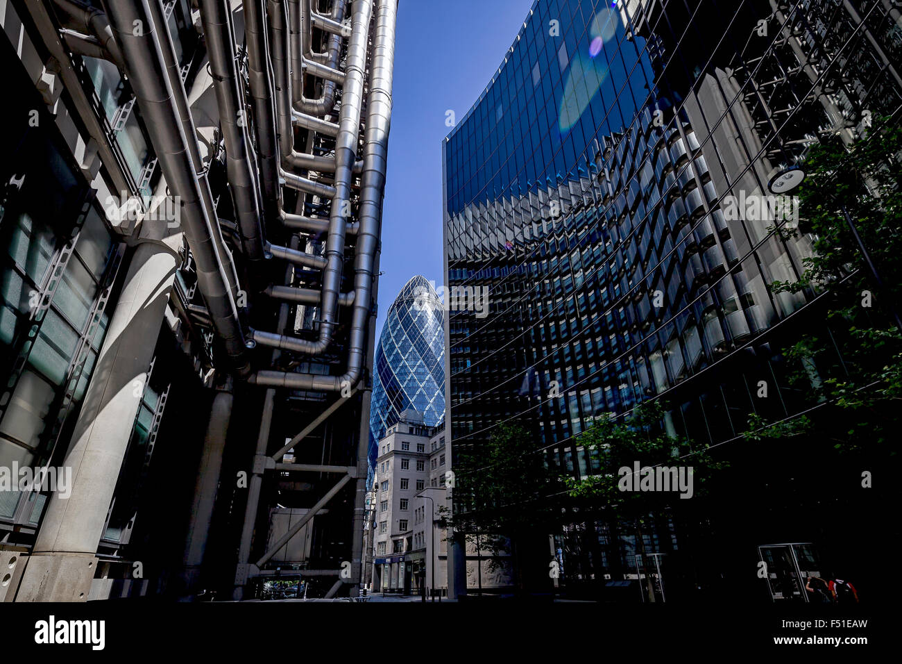 Lloyd Gebäude und Gurke, Financial District-London, England. Stockfoto