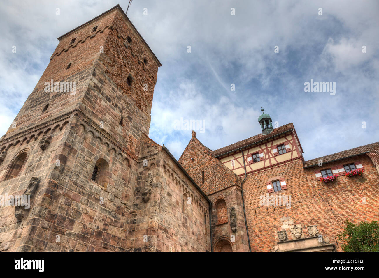 Gebäude und Architektur der Bayerischen Nürnberger Burg, Deutschland. Stockfoto