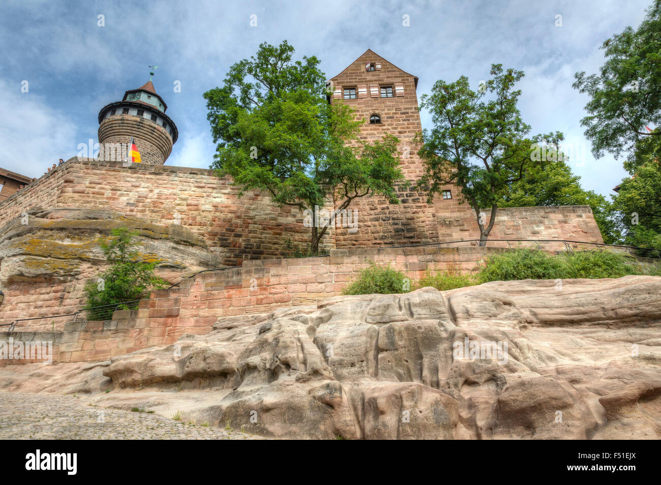 Gebäude und Architektur der Bayerischen Nürnberger Burg, Deutschland. Stockfoto