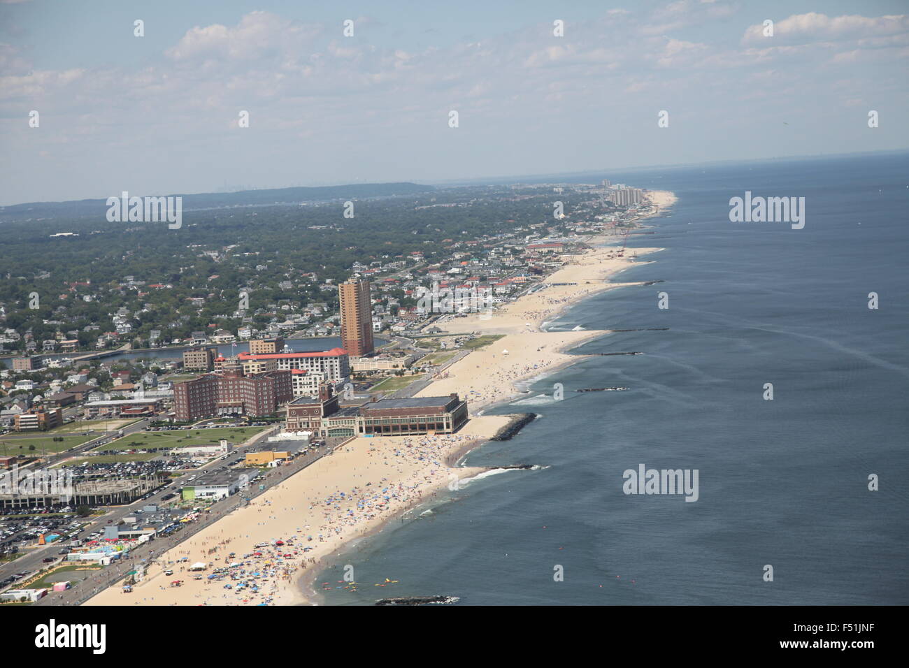 Luftbild von Asbury Park Beach und Kongress-Saal, Monmouth County, New Jersey (nach Norden) Stockfoto