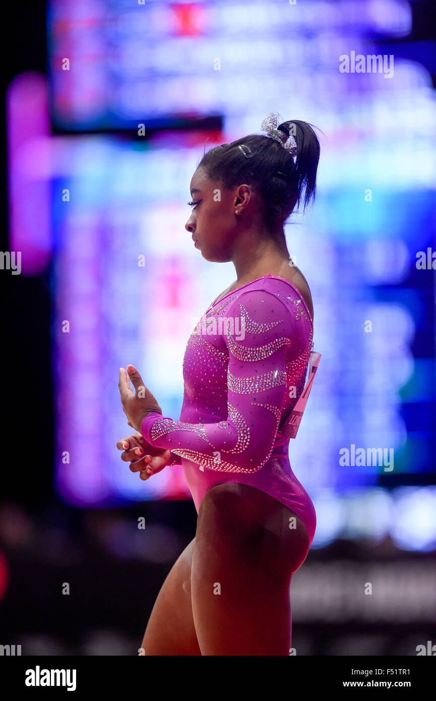 Gymnastik World Championships Womens Qualifikationen 24.10.15. Simone Biles der USA Stockfoto