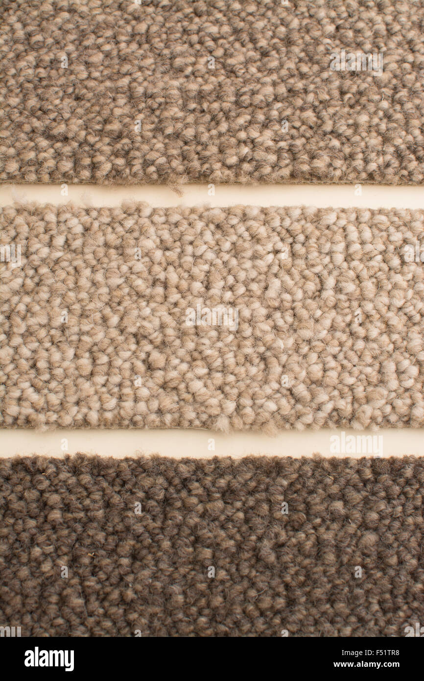 Wolle-Schleife Teppich Probe in natürlichen Farben Schattierungen Stockfoto