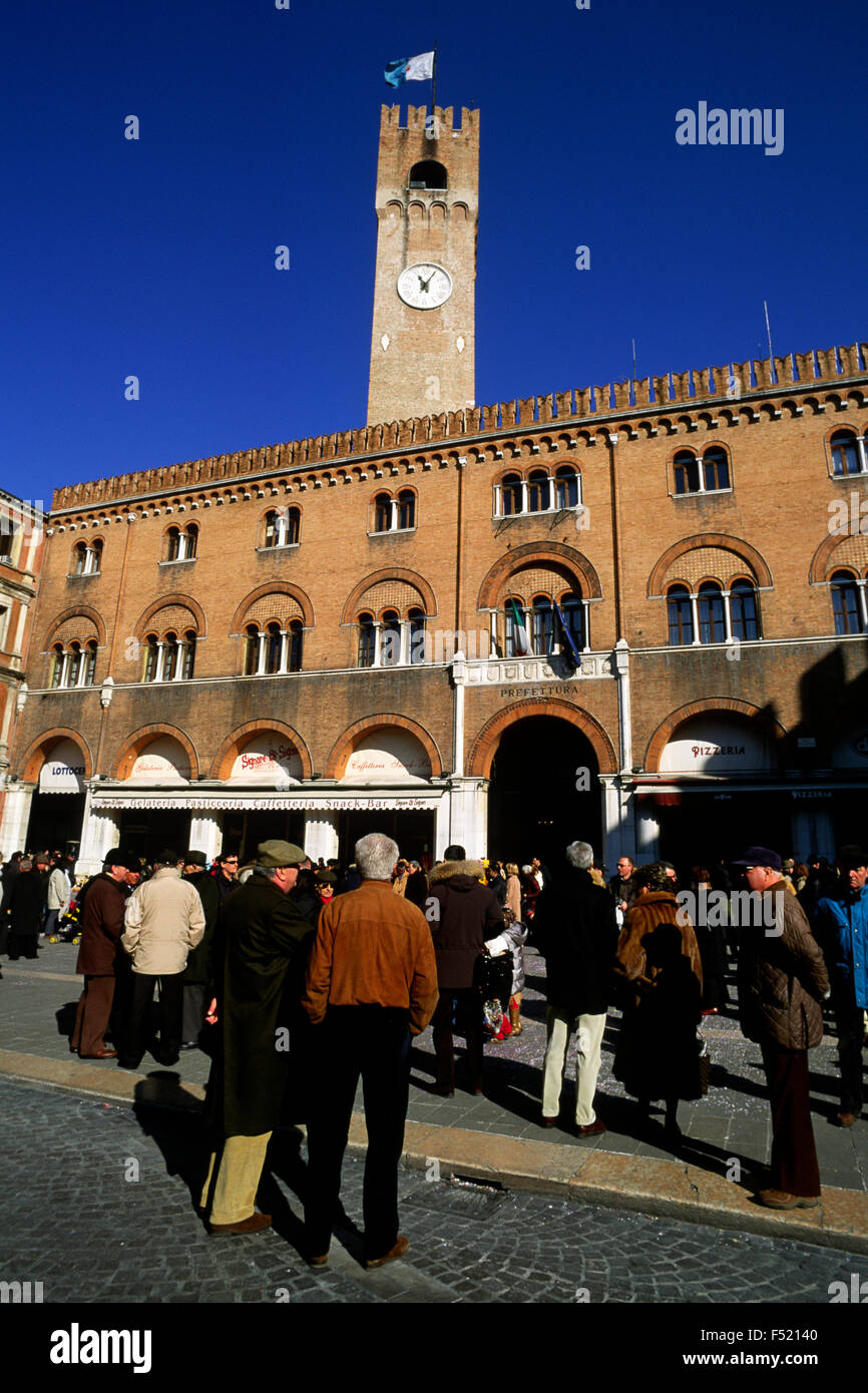 Italien, Venetien, Treviso, Piazza dei Signori, Palazzo del Podestà (Palazzo della Prefettura) Stockfoto