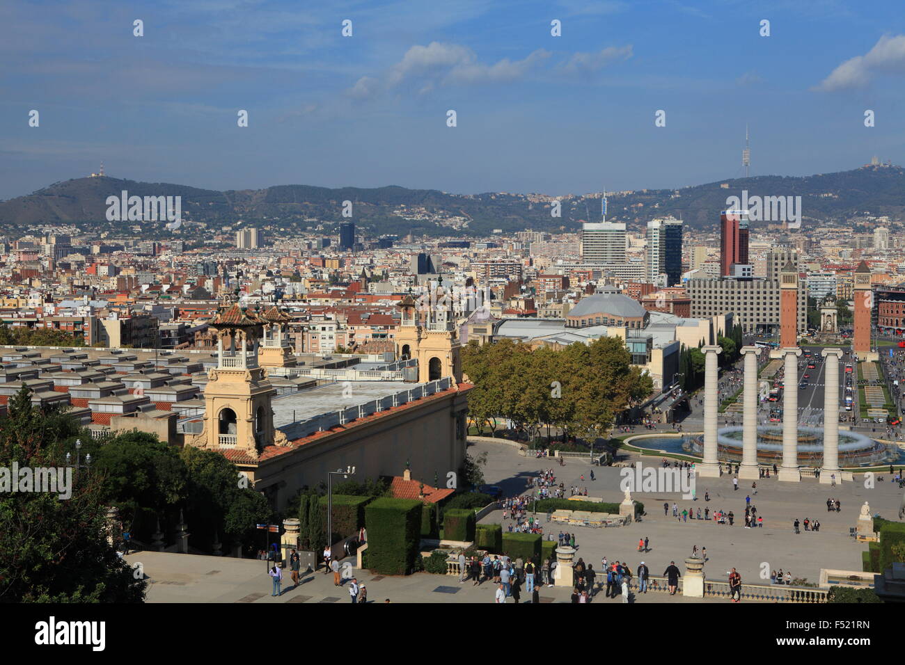 Barcelona Stadt, Blick in Richtung Plaza de Espana, Katalonien, Spanien, Europa Stockfoto