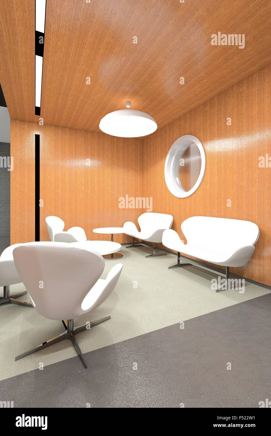 Innenraum der Büro Lounge Bereich 3D Visualisierung Stockfoto