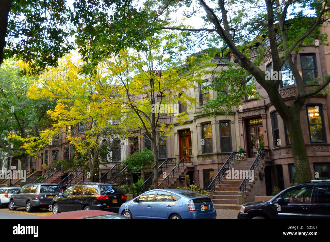 Brownstone Häuser Park slope Brooklyn ny Stockfoto