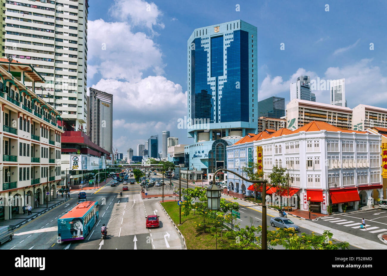 Singapur, China Town, Blick auf New Bridge Road Stockfoto