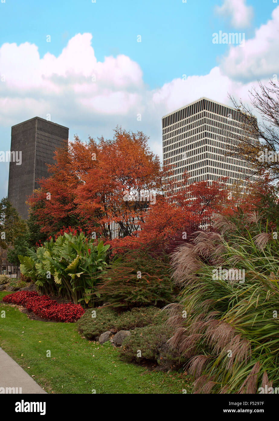 Ansicht von Rochester, New York von dem Gelände des The Strong Museum of Play Stockfoto