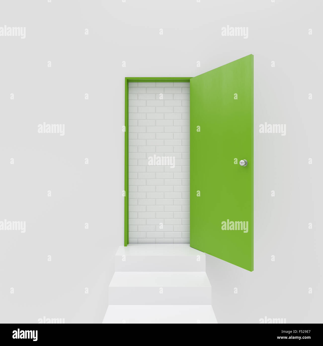 Gemauerten Eingang am Ende der Treppe Stockfoto