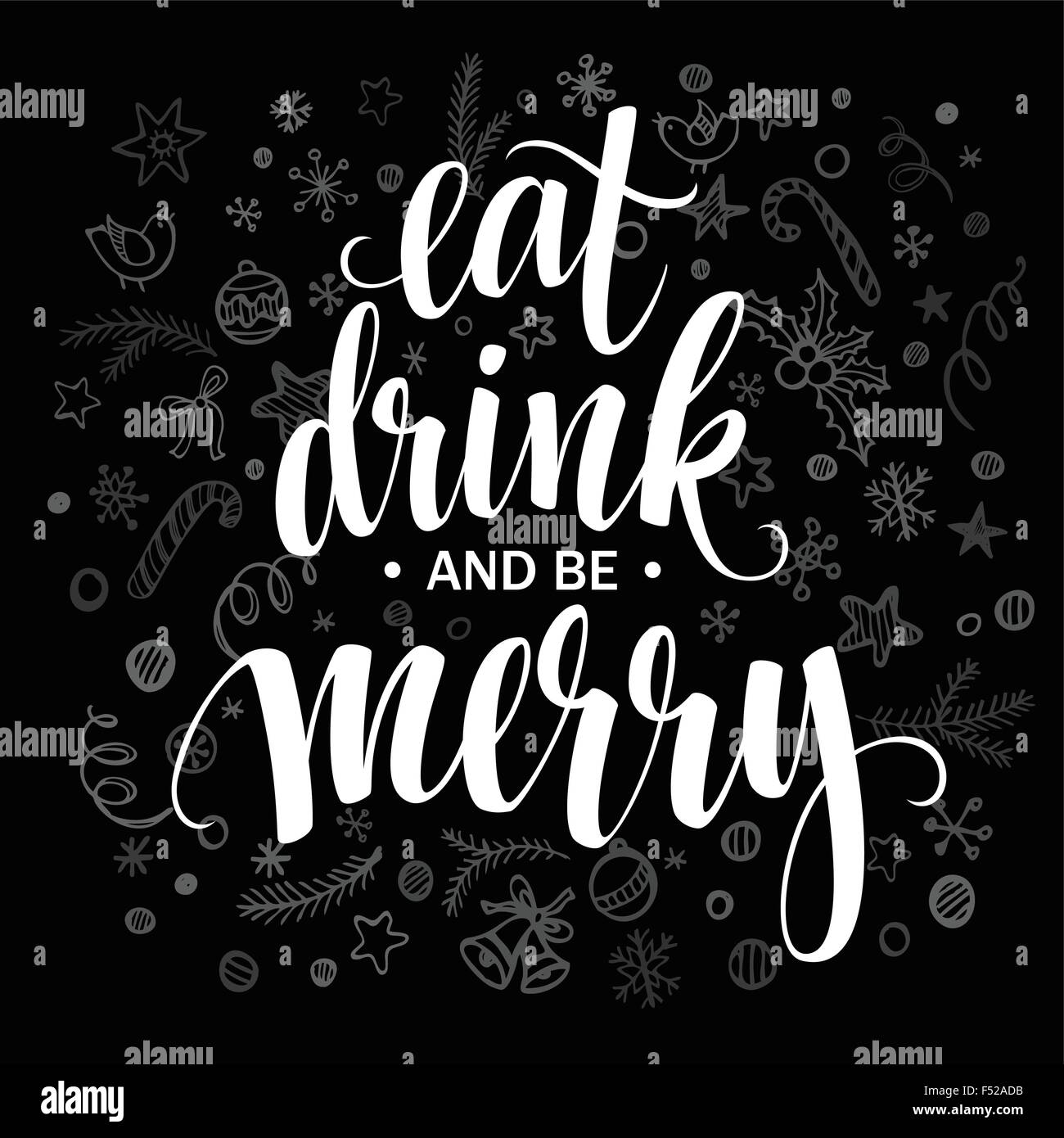 Plakat-Schriftzug Essen trinken und fröhlich sein. Vektor-illustration Stock Vektor