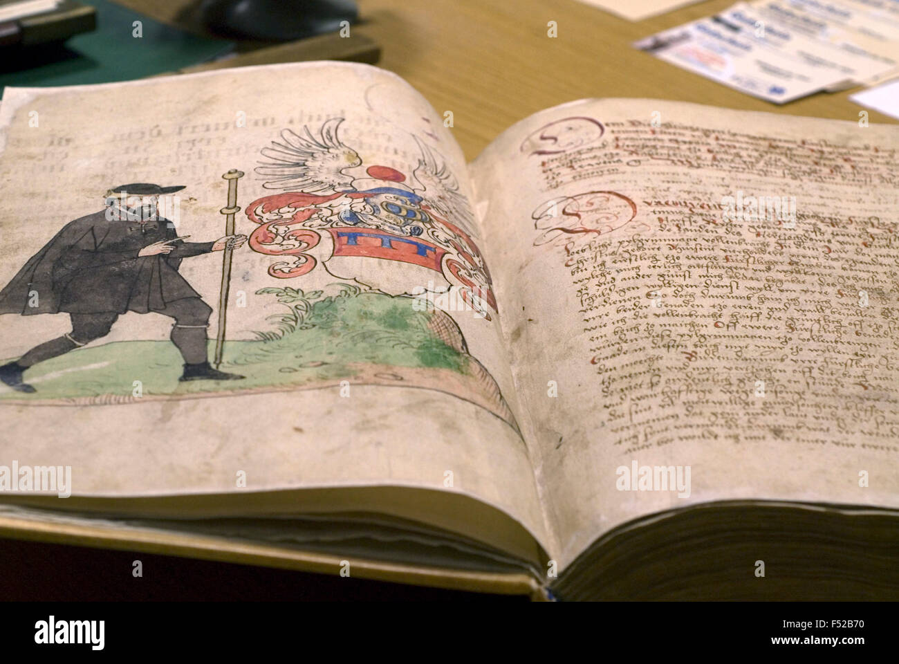 Historische, handgeschriebene biblischen Skript in ein Kloster-Bibliothek, Deutschland, Europa Stockfoto