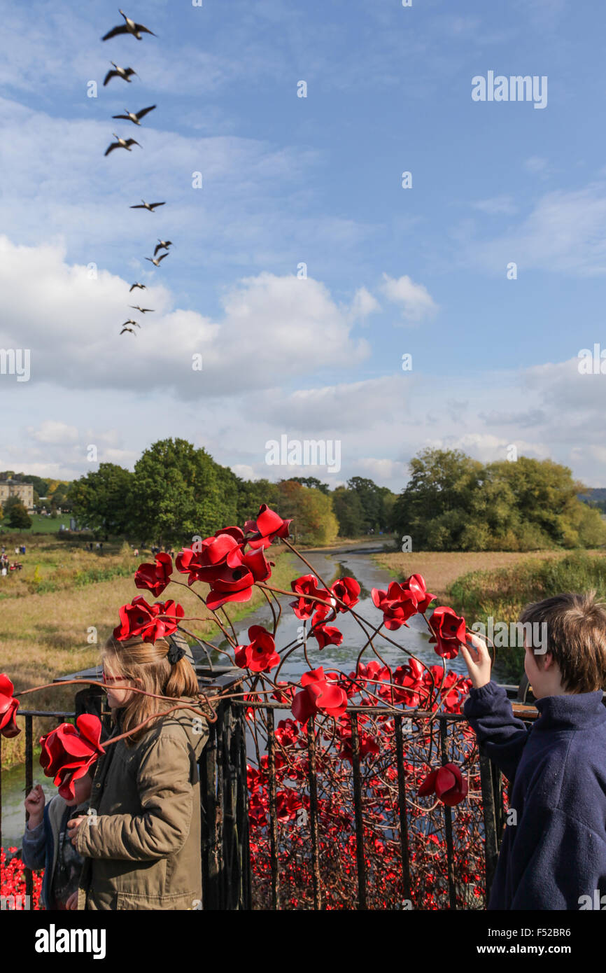 Wave: von dem Künstler Paul Cummins und Designer Tom Piper erstellt, die der 100. Jahrestag des Ausbruchs des Ersten Weltkrieges zu markieren. Stockfoto