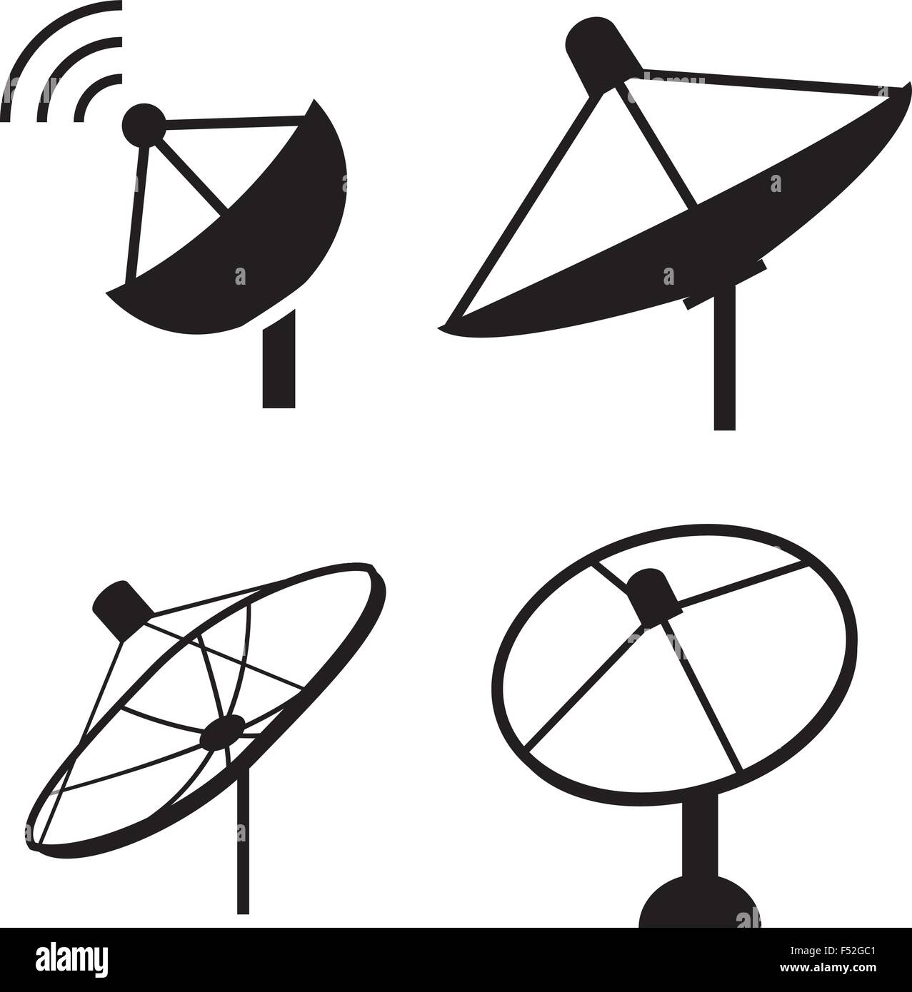 Eine Gruppe von Silhouette-Satellit-Teller-Symbol, Vektor Stock Vektor