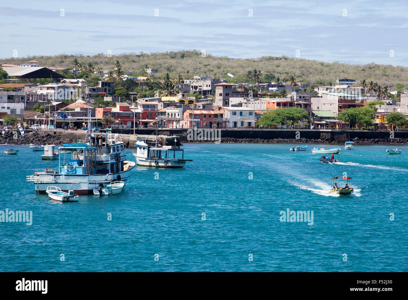 Hafen Puerto Baquerizo Moreno, der Hauptstadt und Verwaltungszentrum der Galapagos-Inseln Stockfoto