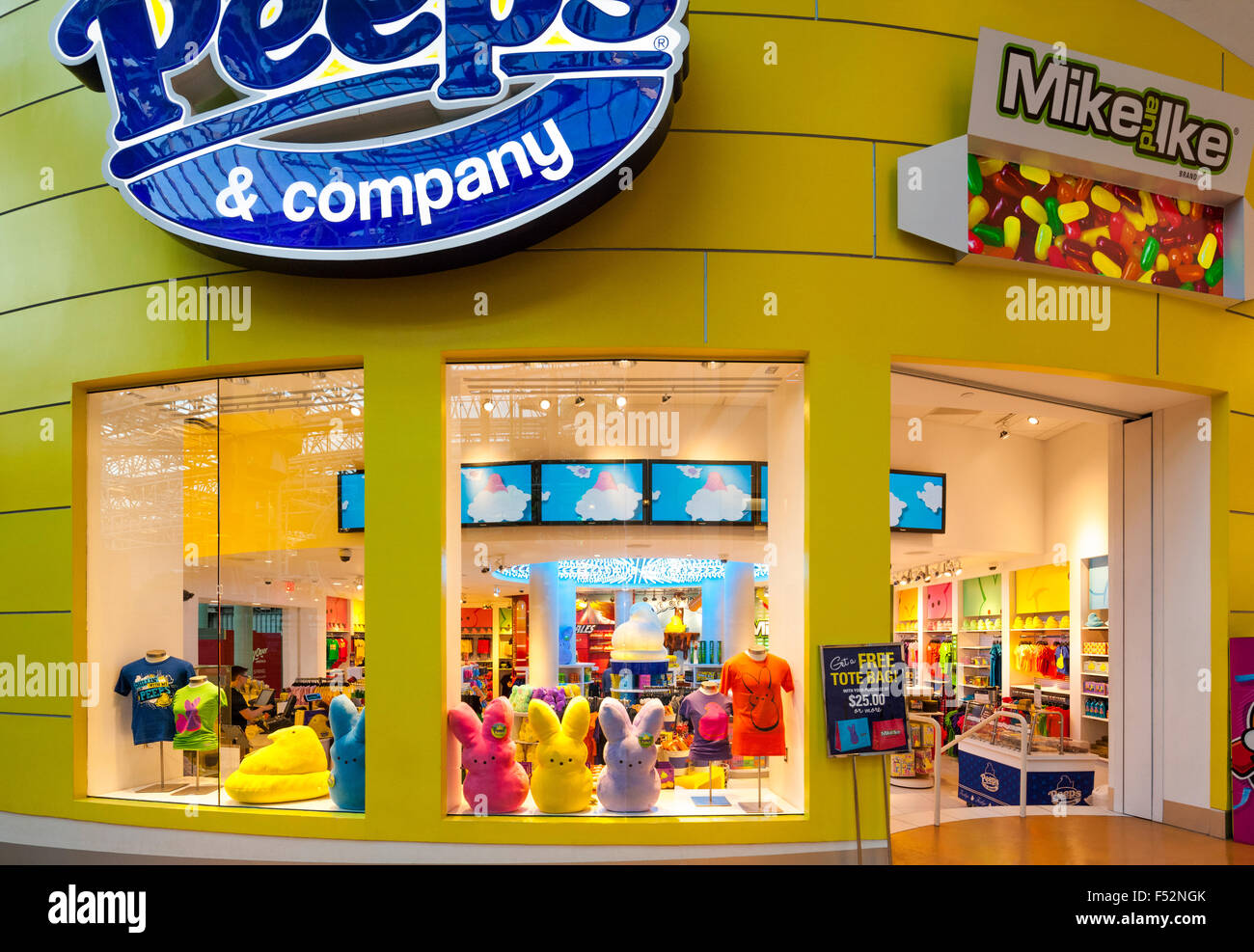 Peeps Candy Store in der Mall of America Minneapolis. Guckt & Unternehmen Shop Verkauf von Handelswaren und Süßigkeiten. Stockfoto