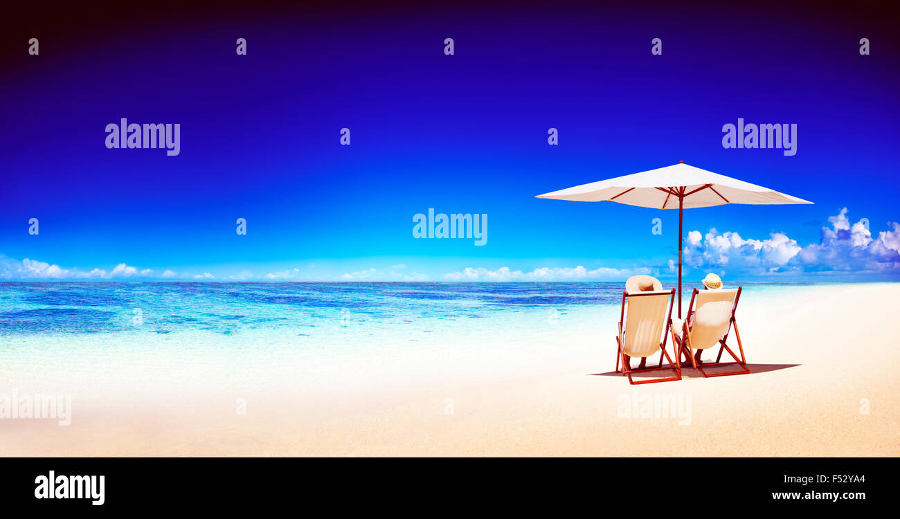 Paar erholsame tropische Strand Meer Sommer Reisekonzept Stockfoto