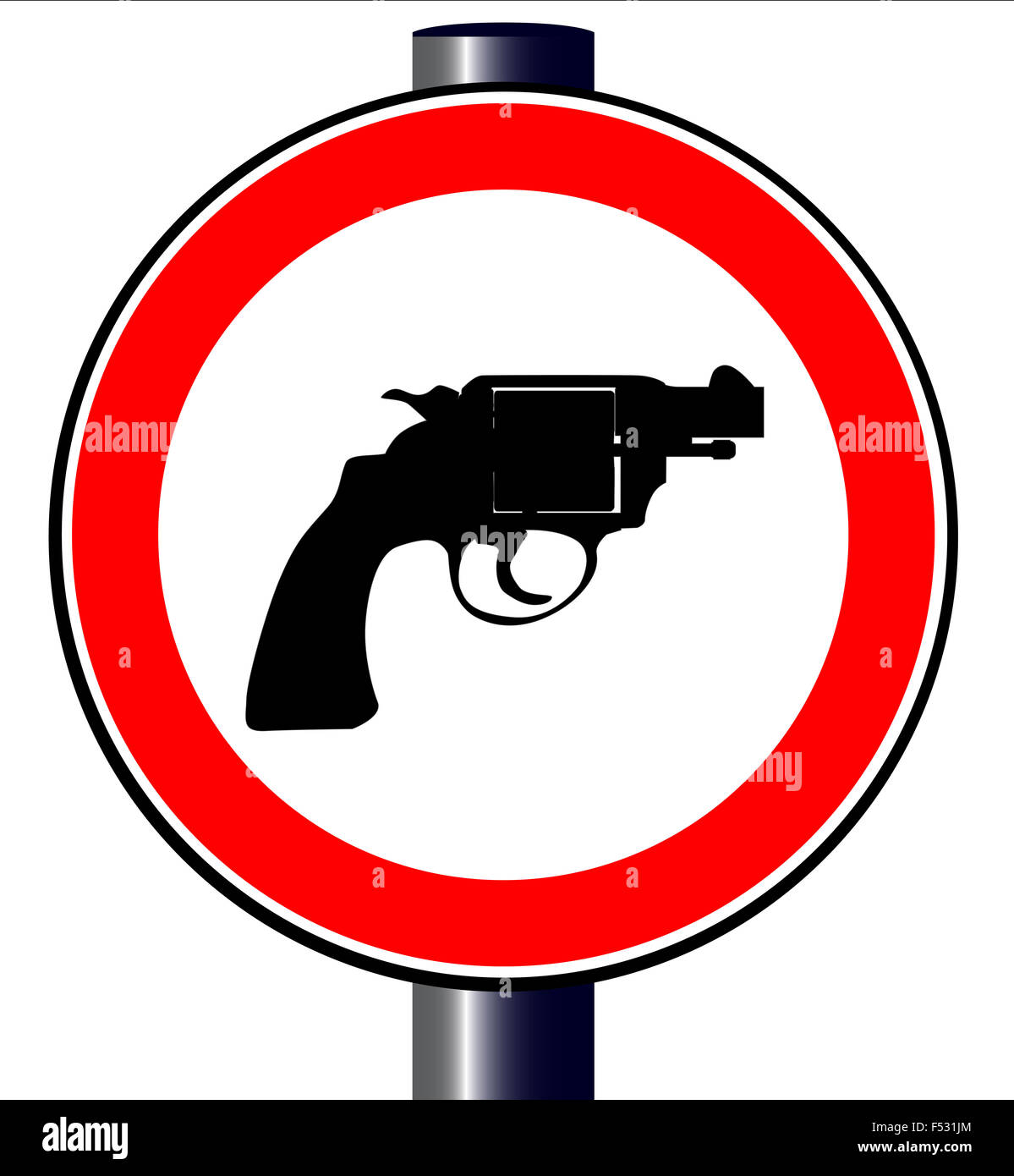 Eine große runde rote Verkehr eine Stupsnase Pistole anzeigen Stockfoto