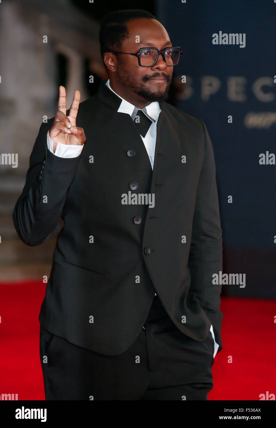 London, Großbritannien. 26. Oktober 2015. US-Musiker will.i.am besucht die Weltpremiere des neuen James Bond-Film "Spectre" in der Royal Albert Hall in London, Großbritannien, 26. Oktober 2015. Gespenst ist der 24. offizielle James Bond-Film und wird am 26. Oktober im Vereinigten Königreich freigegeben. Foto: Hubert Boesl/Dpa - NO-Draht-SERVICE-/ Dpa/Alamy Live News Stockfoto