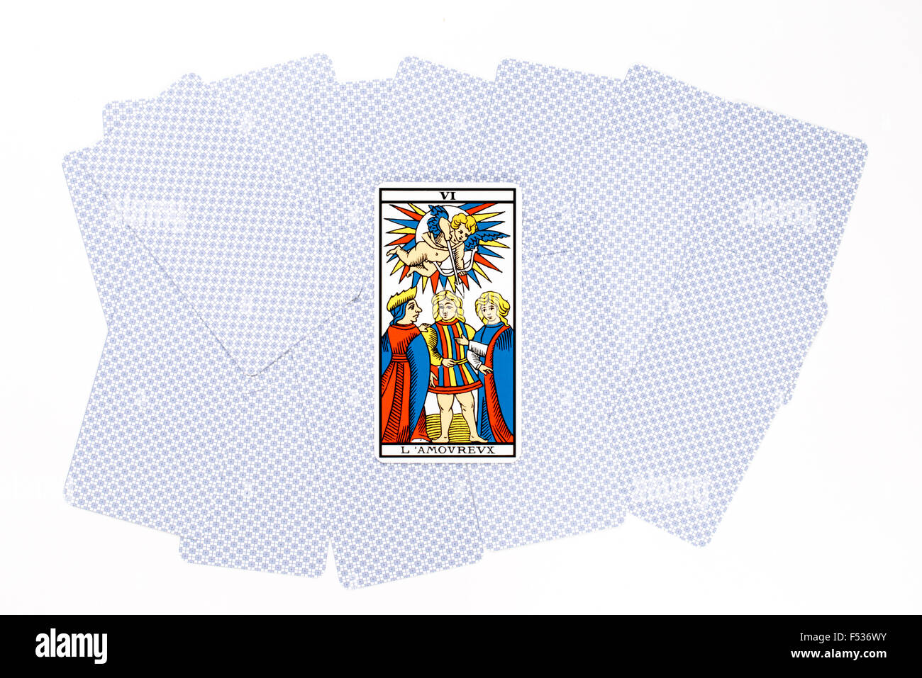 Tarot-Karte Liebe zeichnen isolierten auf weißen Hintergrund Stockfoto