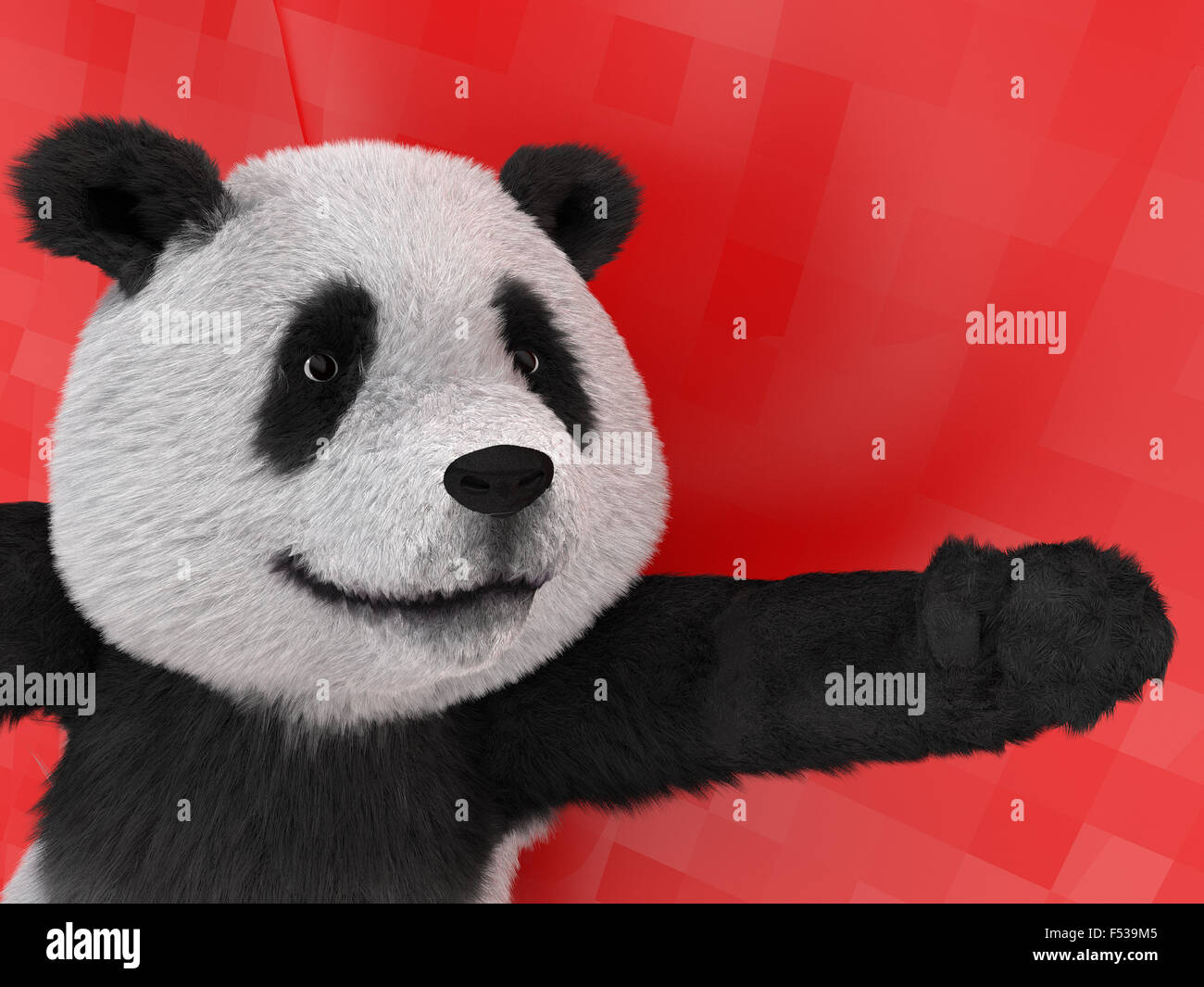 Terrestrische Tier Panda Bär native Mittel-China von anerkannten großen markanten schwarzen Flecken um Augen über Ohren über r Stockfoto