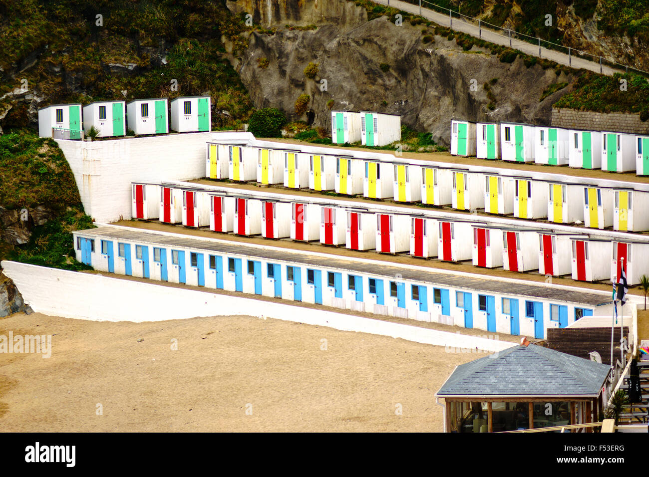 Strand Hütten Newquay Stockfoto