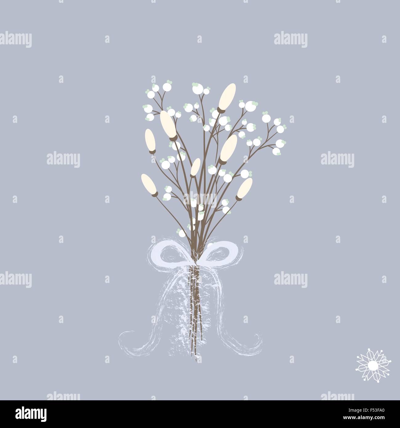 Vektor-Illustration von schönen Winter Blumenstrauß in Pastellfarben mit Band Stock Vektor