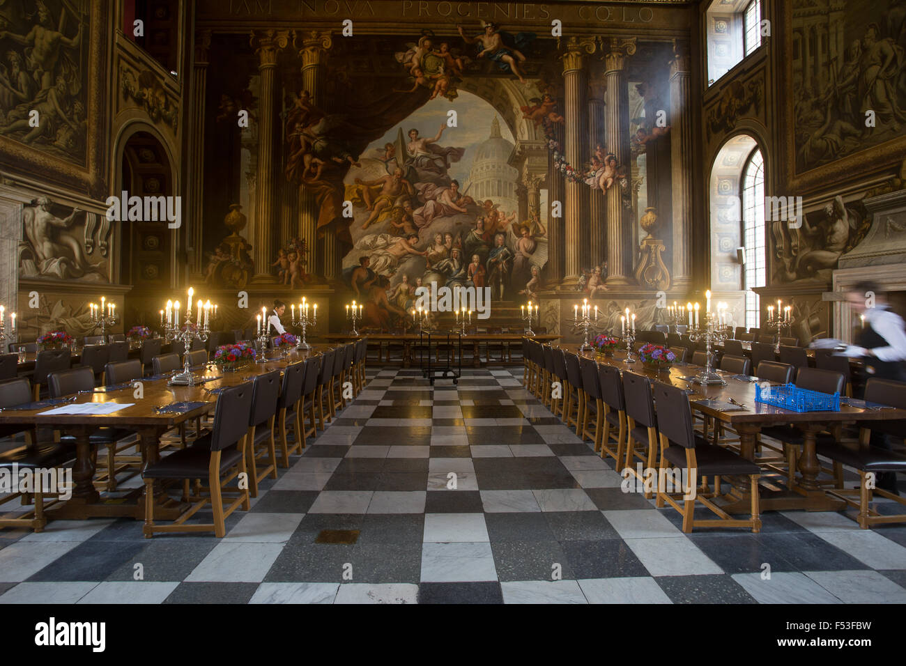 Große bemalte Halle William Mary Wände Bankett Stockfoto