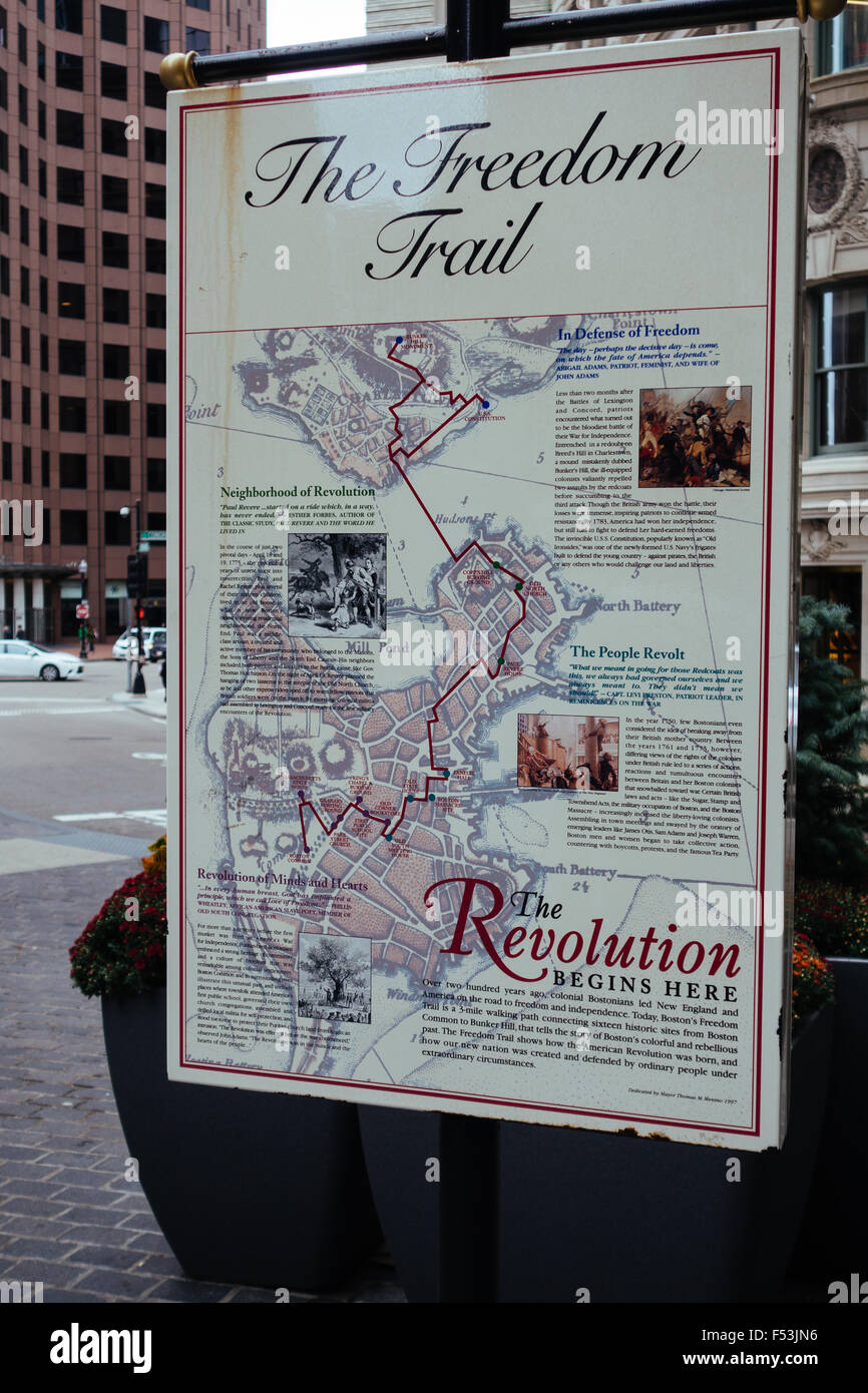 Boston Freedom Trail Karte Stockfoto