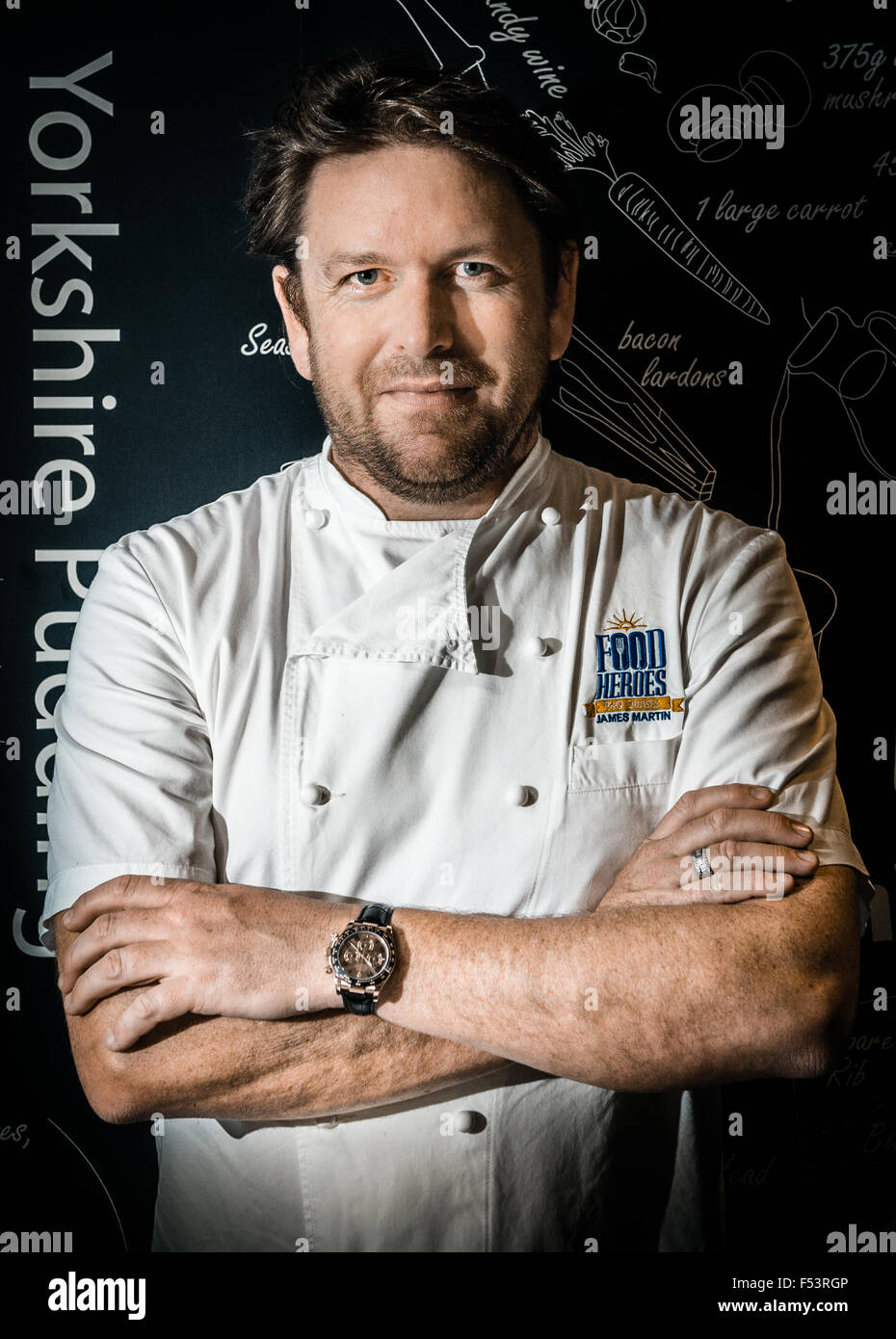 James Martin, ist eine britische Chef und Fernsehmoderator, bekannt für die Präsentation der BBC-Kochkurse-Serie Saturday Kitchen Stockfoto