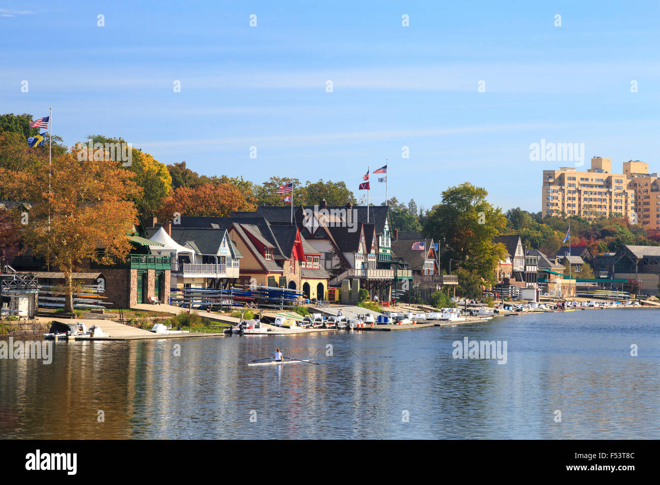 Boathouse Row auf dem Schuylkill River, Philadelphia, Pennsylvania Stockfoto