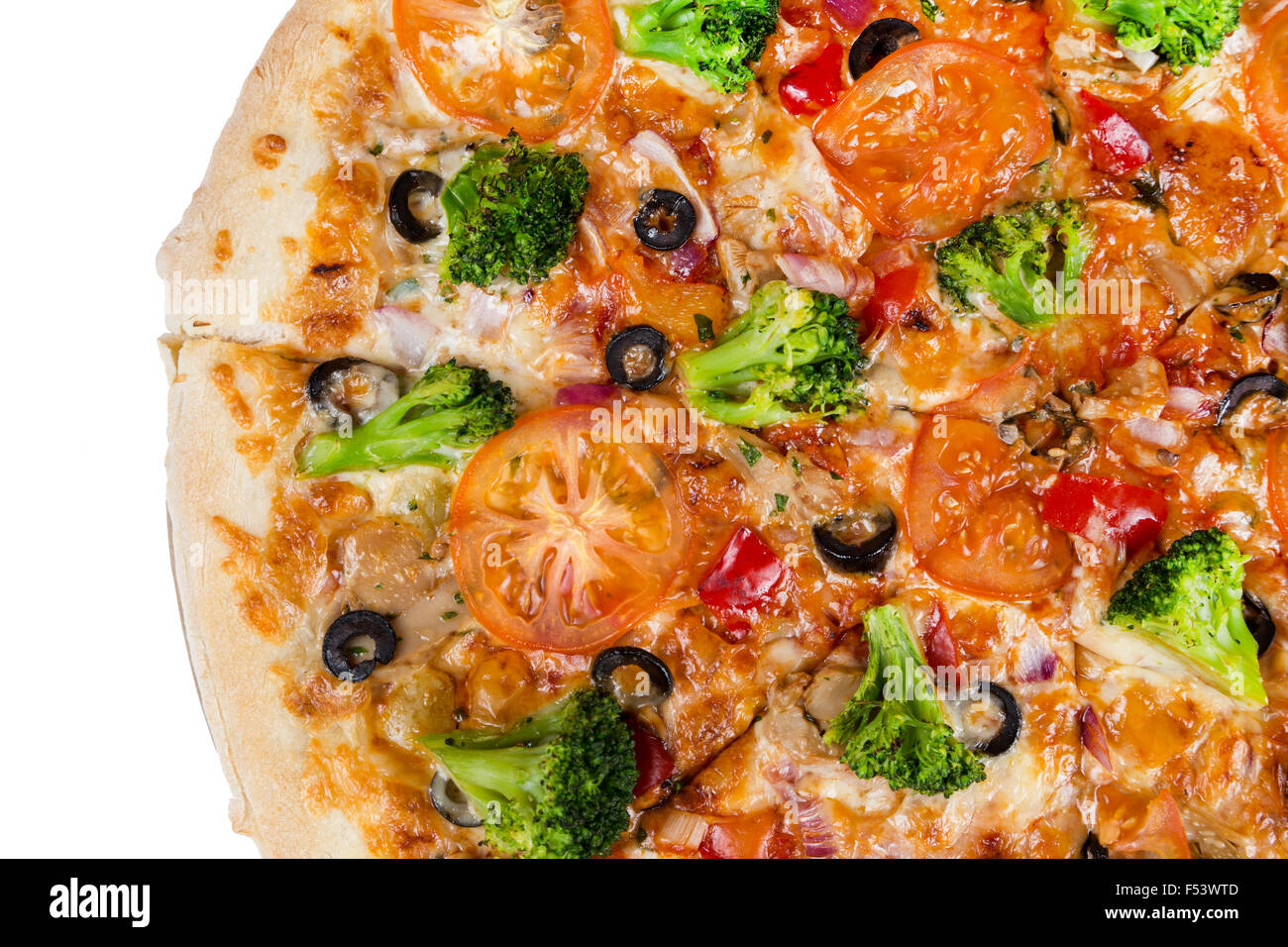 frische heiße Fastfood - Scheiben von Pizza Nahaufnahme von oben Stockfoto