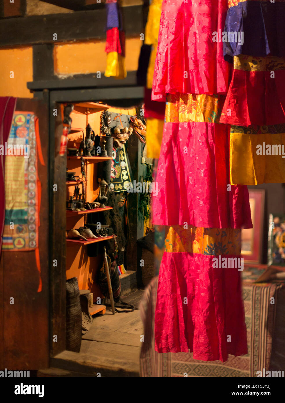 Souvenir Shop Interieur, Jakar, Bumthang, Bhutan Stockfoto