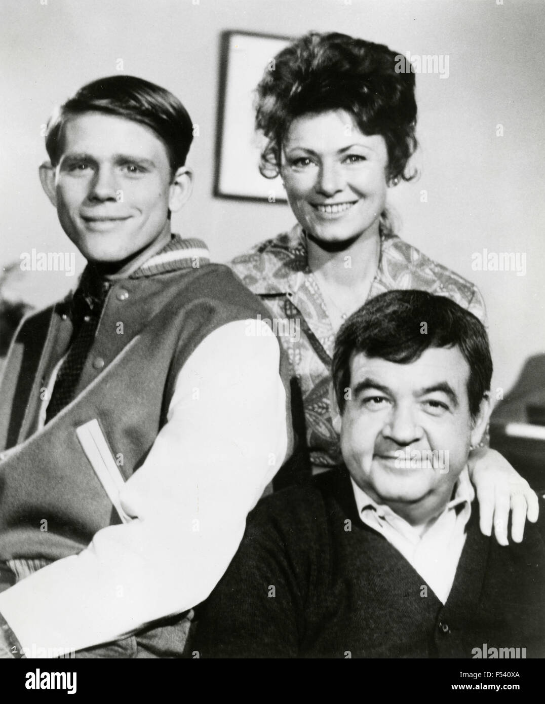 Schauspieler Ron Howard, Tom Bosley und Marion Ross in der TV-Serie Happy Days Stockfoto