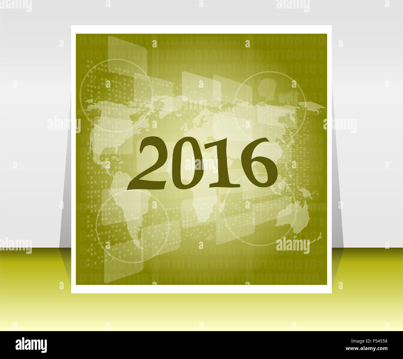 Weltkarte auf Business digital Touchscreen, frohes neues Jahr 2016 Konzept Stockfoto
