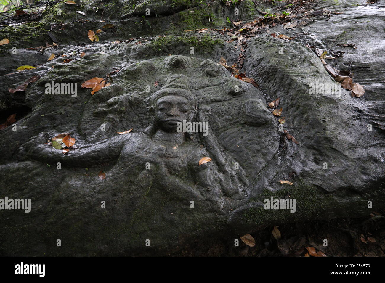 Buddha Schnitzerei Kbal Spean, Kambodscha. Stockfoto