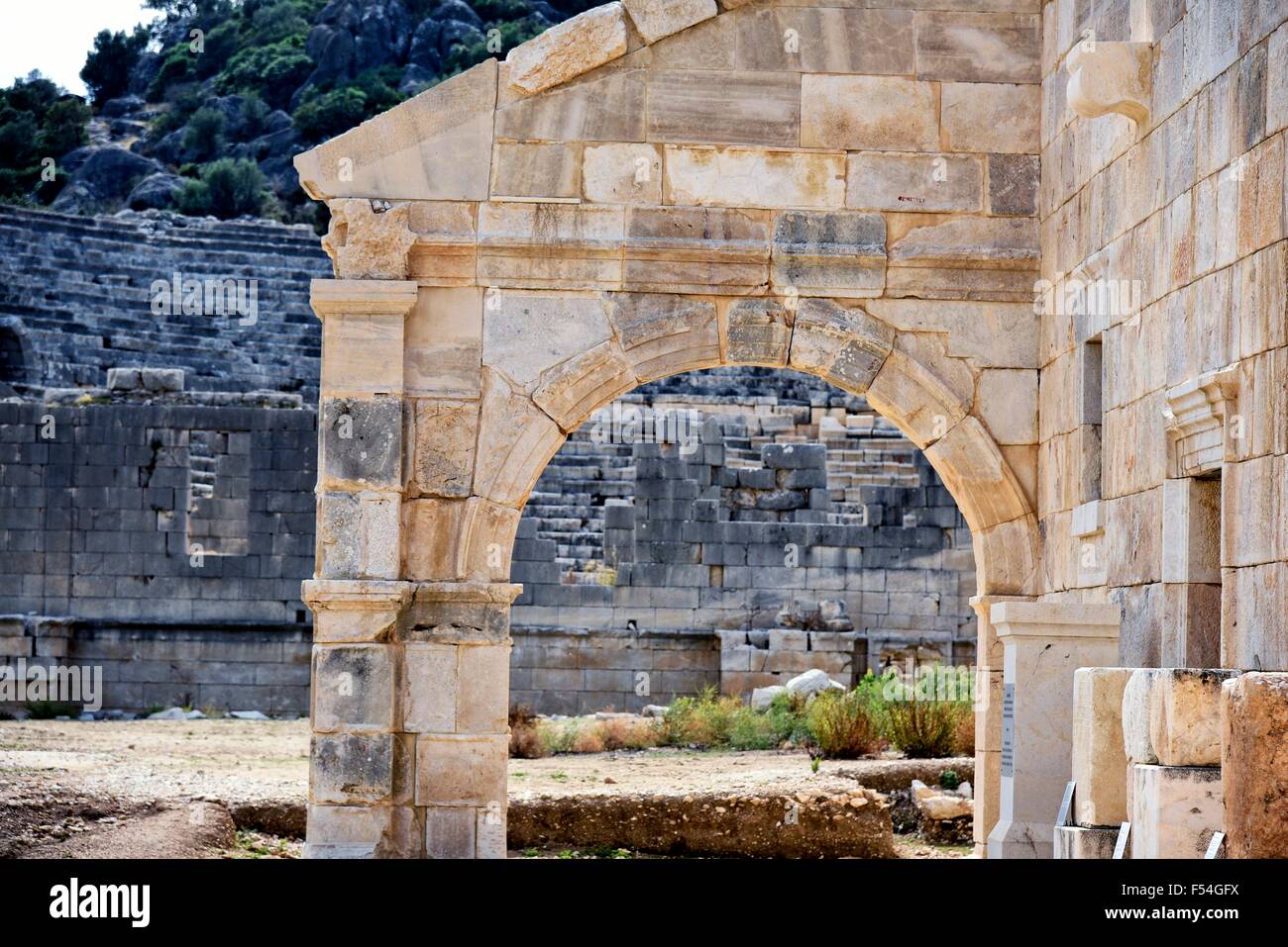 Patara Türkei Ort der antiken lykischen, griechischen und römischen Stadt. Geburtsort des Hl. Nikolaus und Apollo, Mittelmeerküste. Stockfoto