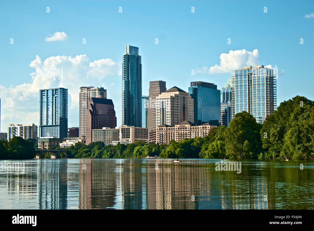 Austin, Texas, von Lady Bird Lake. Stockfoto