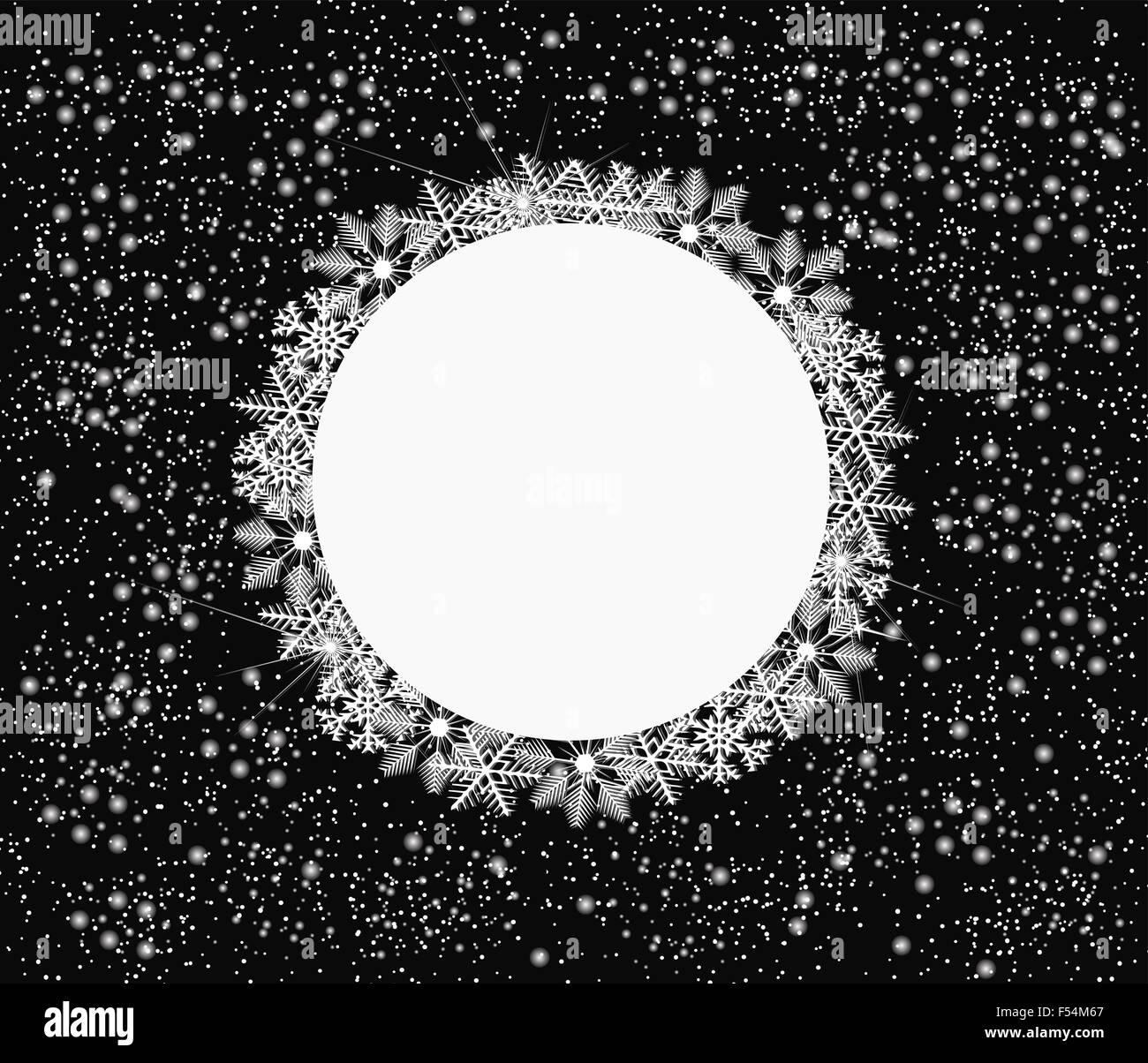 Winter-Kreis mit Schneeflocken und Schnee mit Leerzeichen in der Mitte. Kühle Farben und editierbare Vektor, starrt, die mit B Stock Vektor