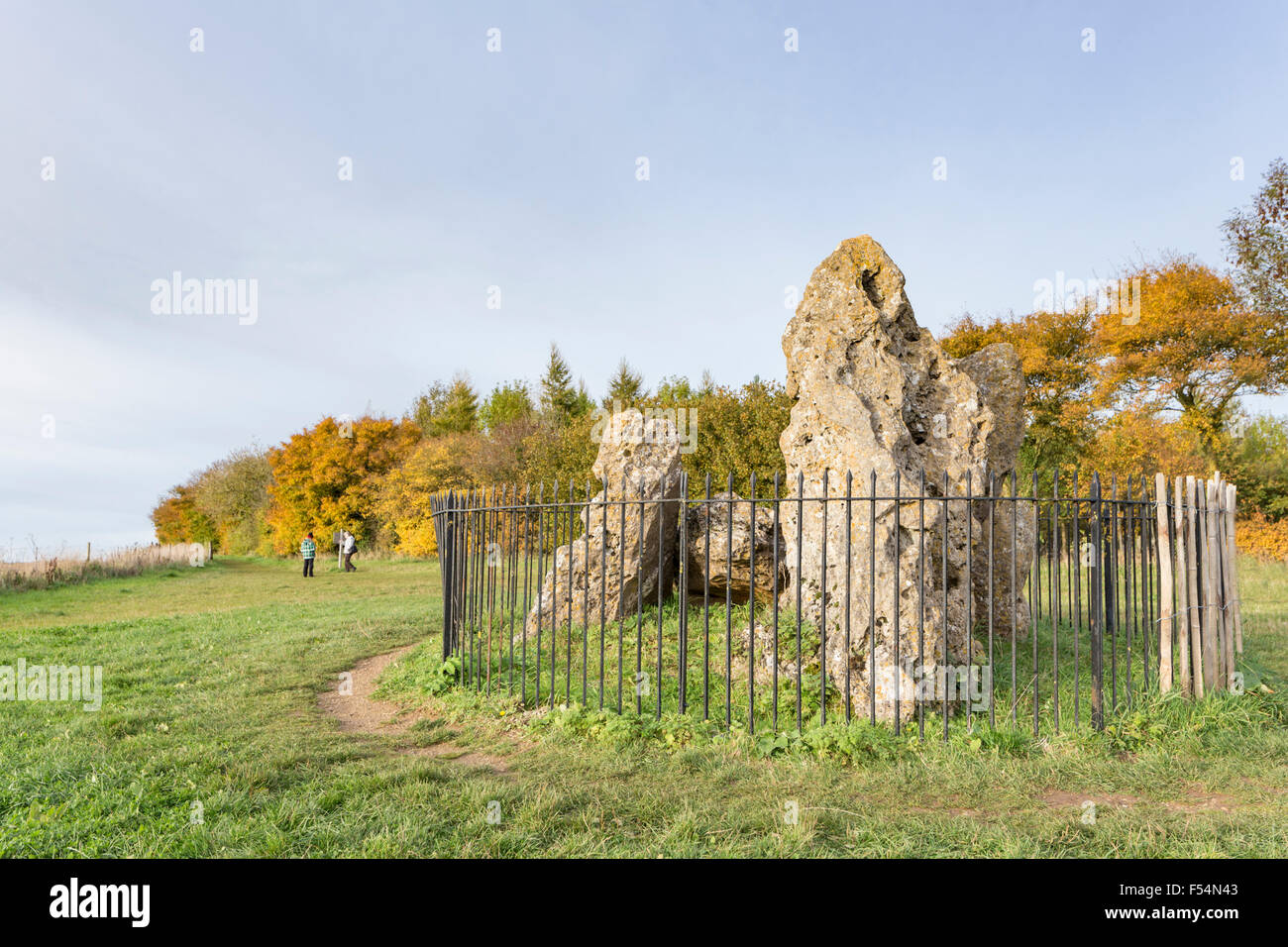 Die Flüstern Ritter, eine neolithische Grabstätte, Bestandteil der Rollright Stones, Oxfordshire, England, UK Stockfoto