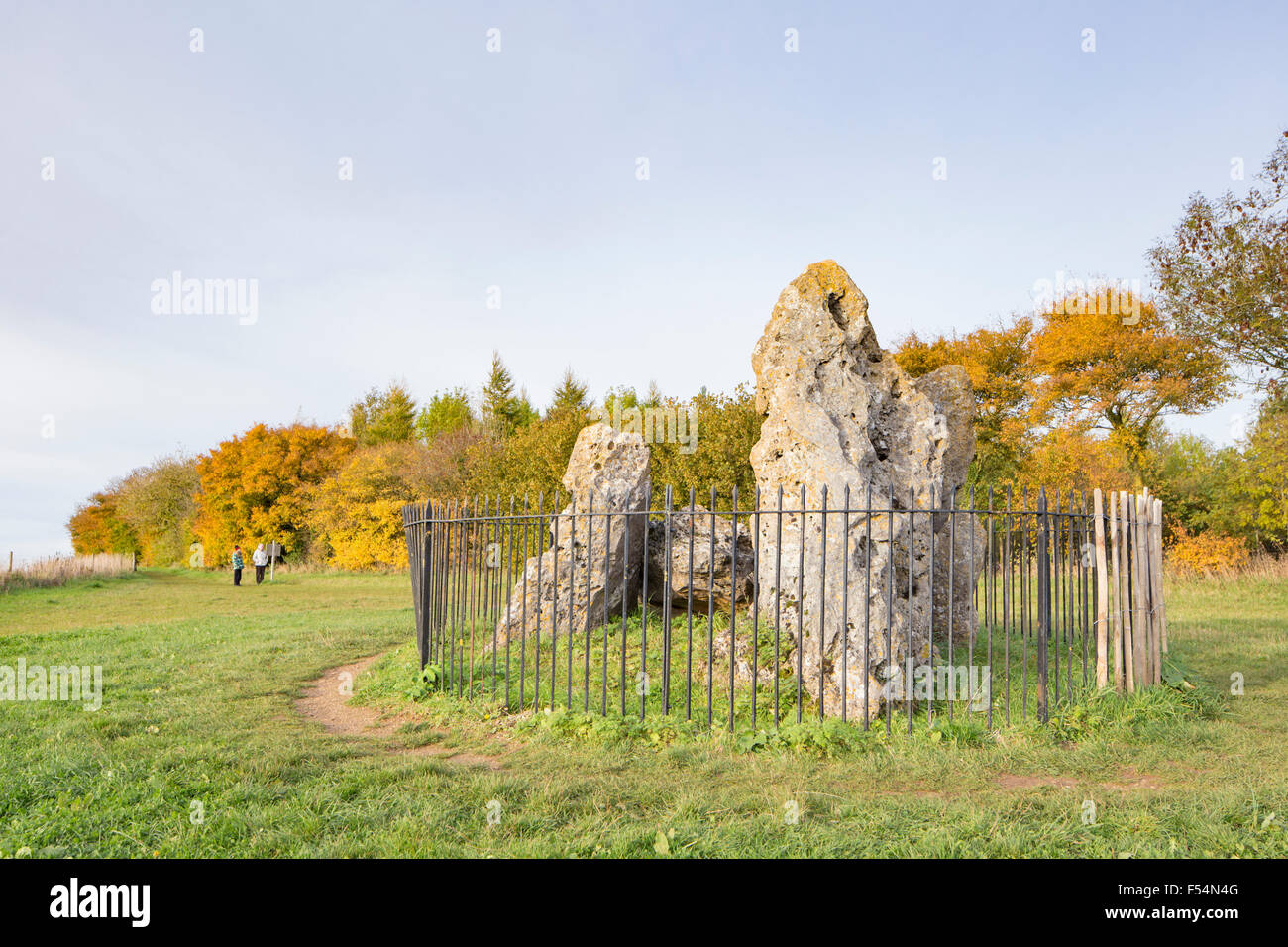 Die Flüstern Ritter, eine neolithische Grabstätte, Bestandteil der Rollright Stones, Oxfordshire, England, UK Stockfoto
